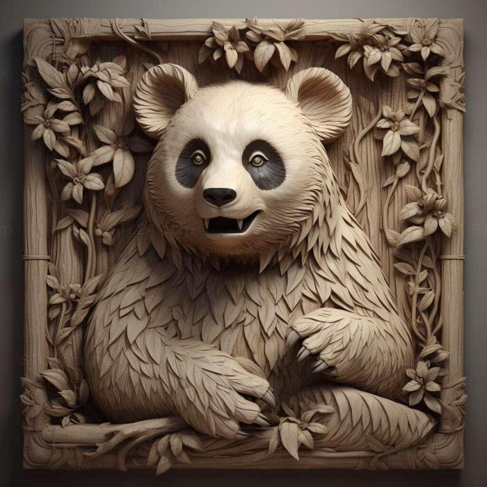 Nature and animals (Big panda 1, NATURE_1489) 3D models for cnc